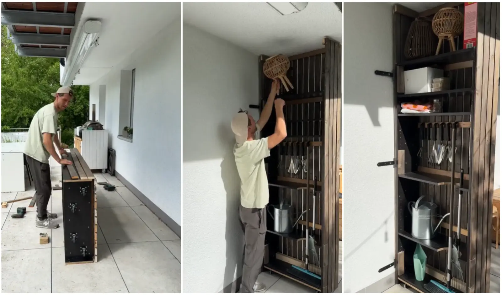 This Man Turns Basic Bookcase into Hidden Garden Shed